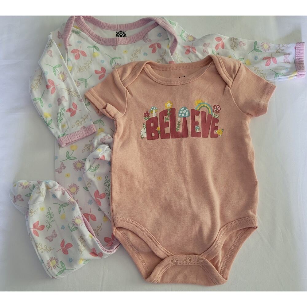 Millie and Myles- Girl's long sleeve sleeper / short sleeve one piece- size 3-6m